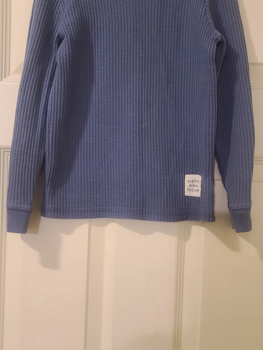 Light Blue Waffle Knit Lounge Set Top